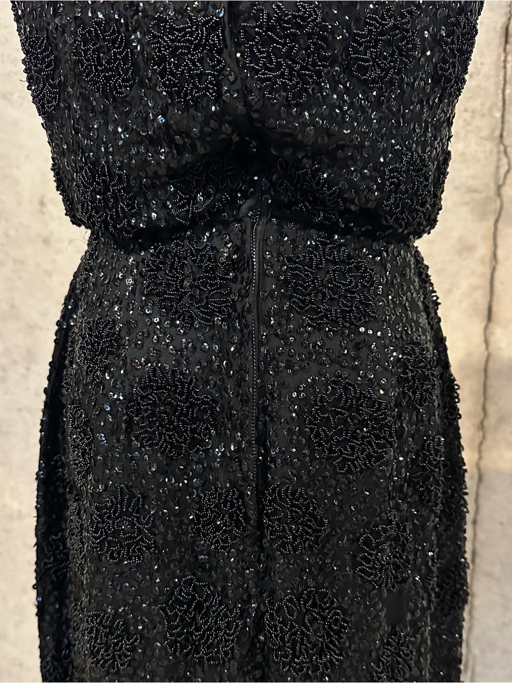 Vintage Black Beaded Cocktail Dress Old Hollywood Glam 70s 80s Luxury Size XS - Picture 7 of 8